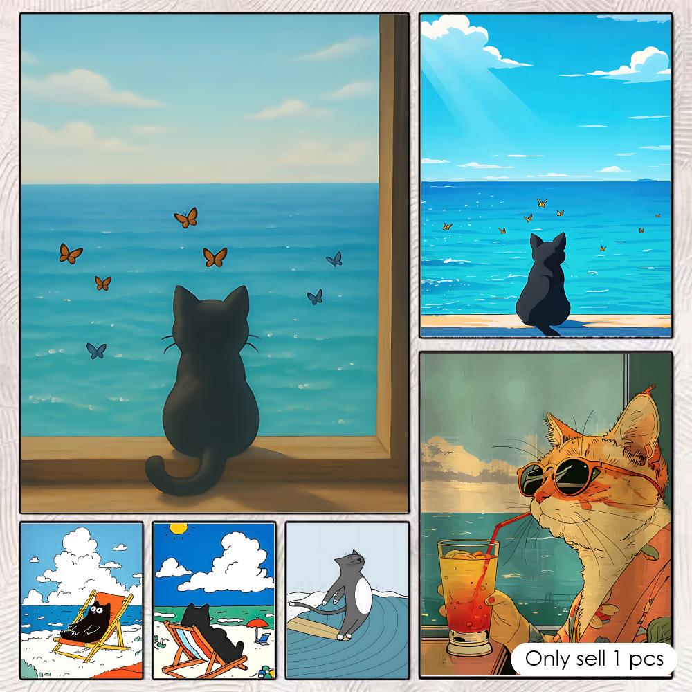 Esports And Gaming Lounge - Póster de gato en la playa,