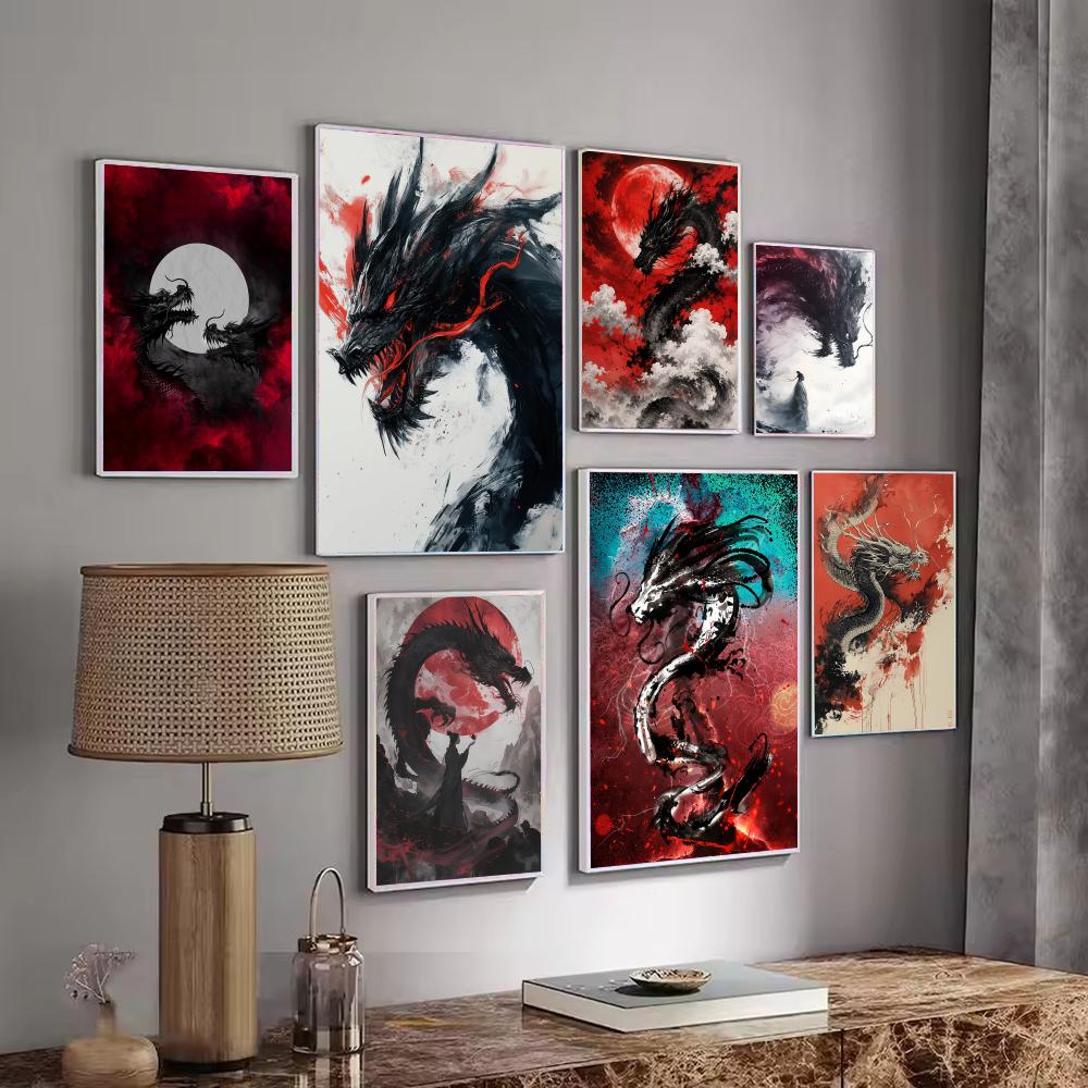 Póster de dragón negro, pegati - Esports And Gaming Lounge reseña y precio
