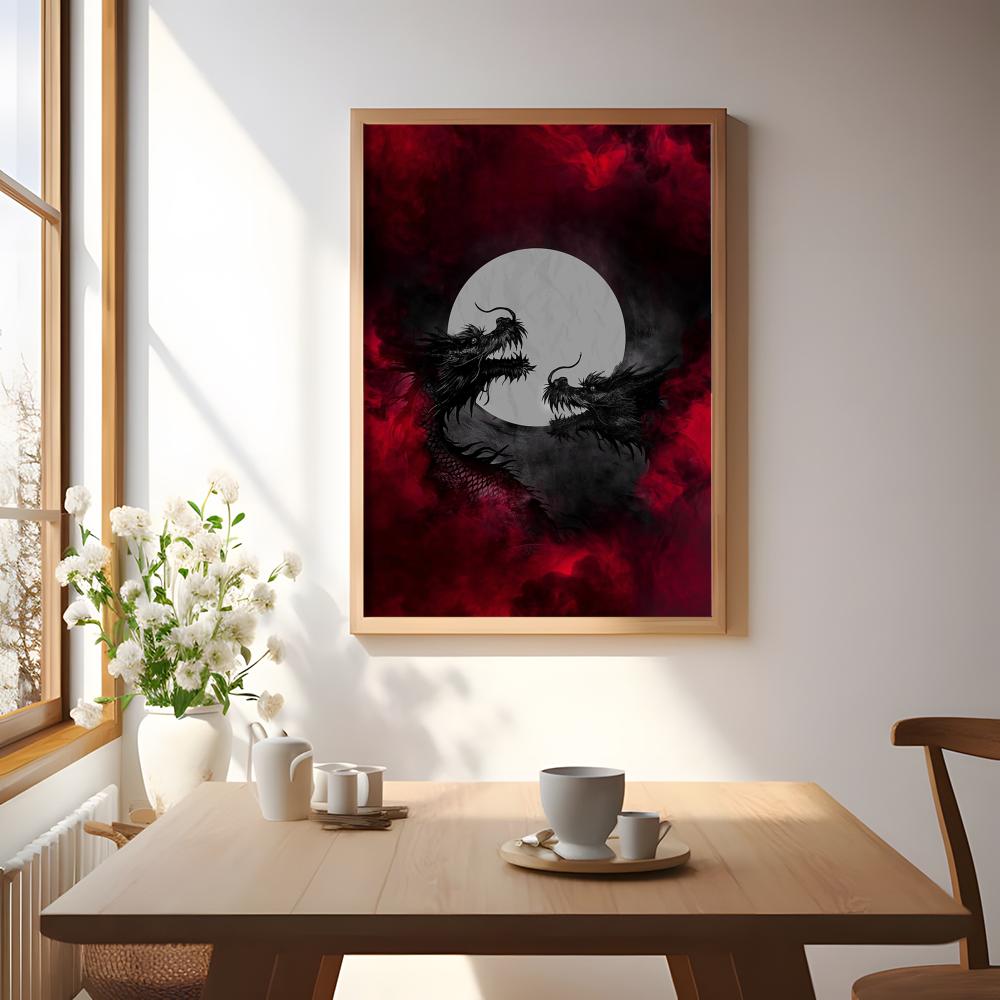 Póster de dragón negro, pegati - Esports And Gaming Lounge reseña y precio