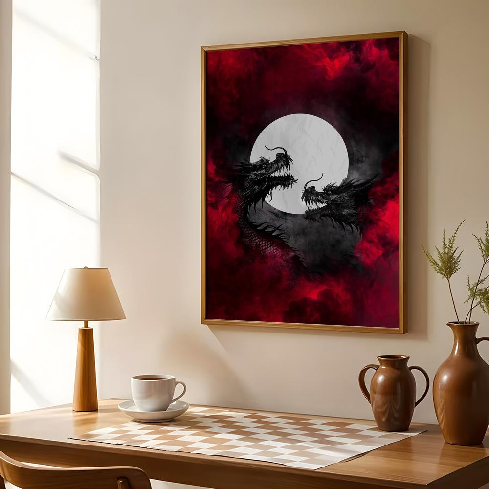 Póster de dragón negro, pegati - Esports And Gaming Lounge reseña y precio