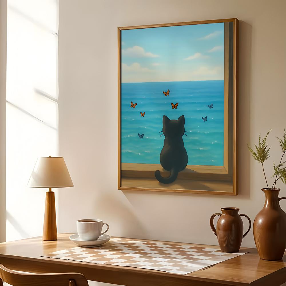 Póster de gato en la playa, ar - Esports And Gaming Lounge reseña y precio