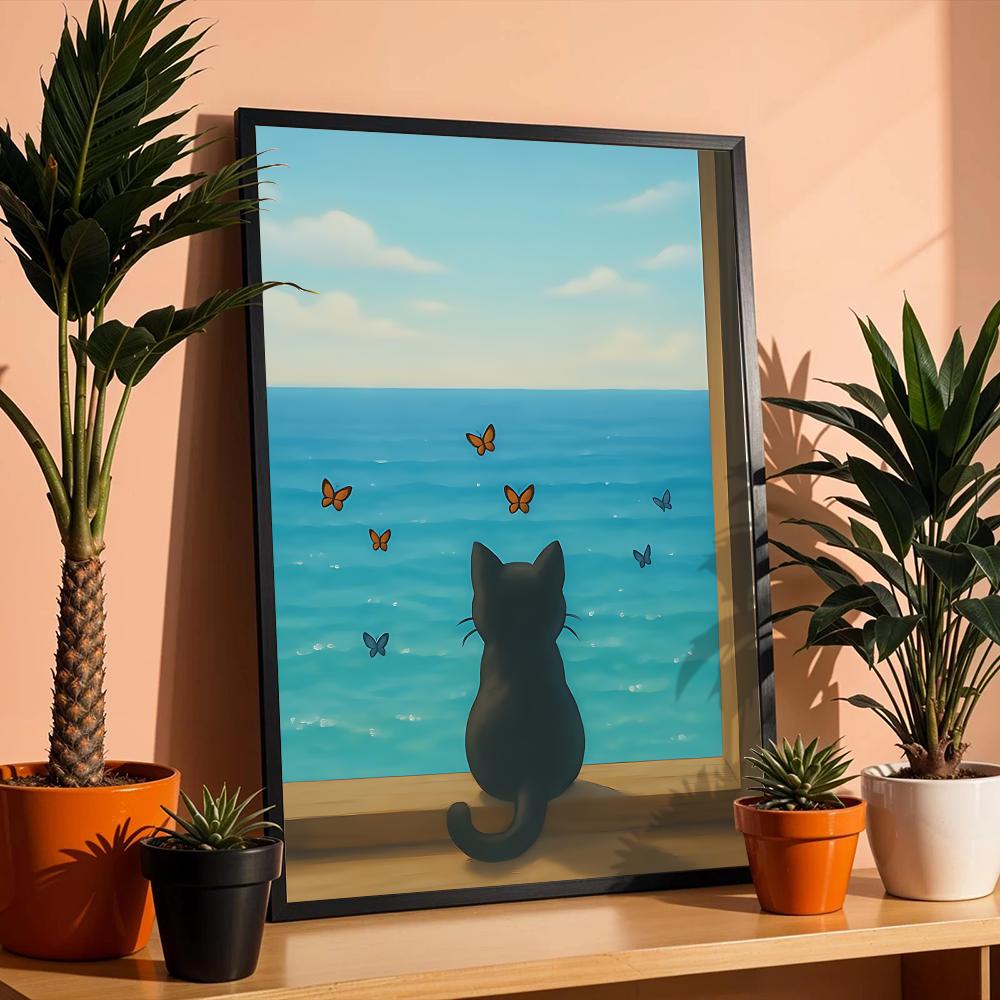 Póster de gato en la playa, ar - Esports And Gaming Lounge reseña y precio